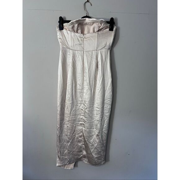 NWT Selfie Leslie Cowl Bust Strapless Midi Dress Champagne - Picture 6 of 7